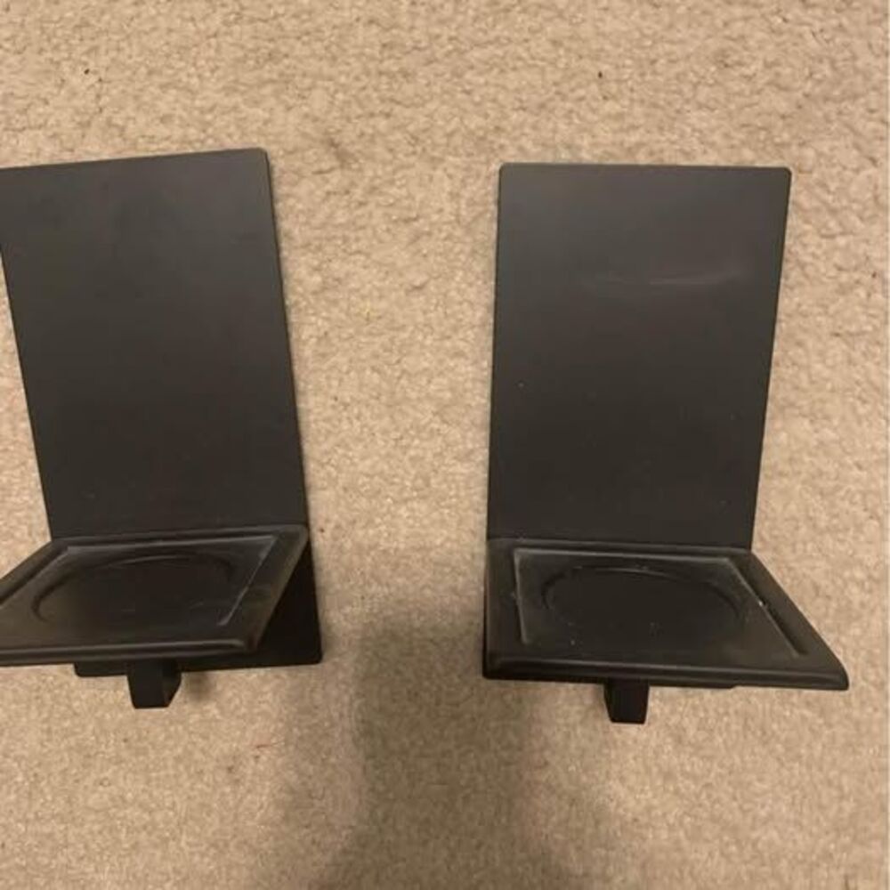 Set of 2 Partylite Essentials Wall Sconce Pillar Candle Holders Black